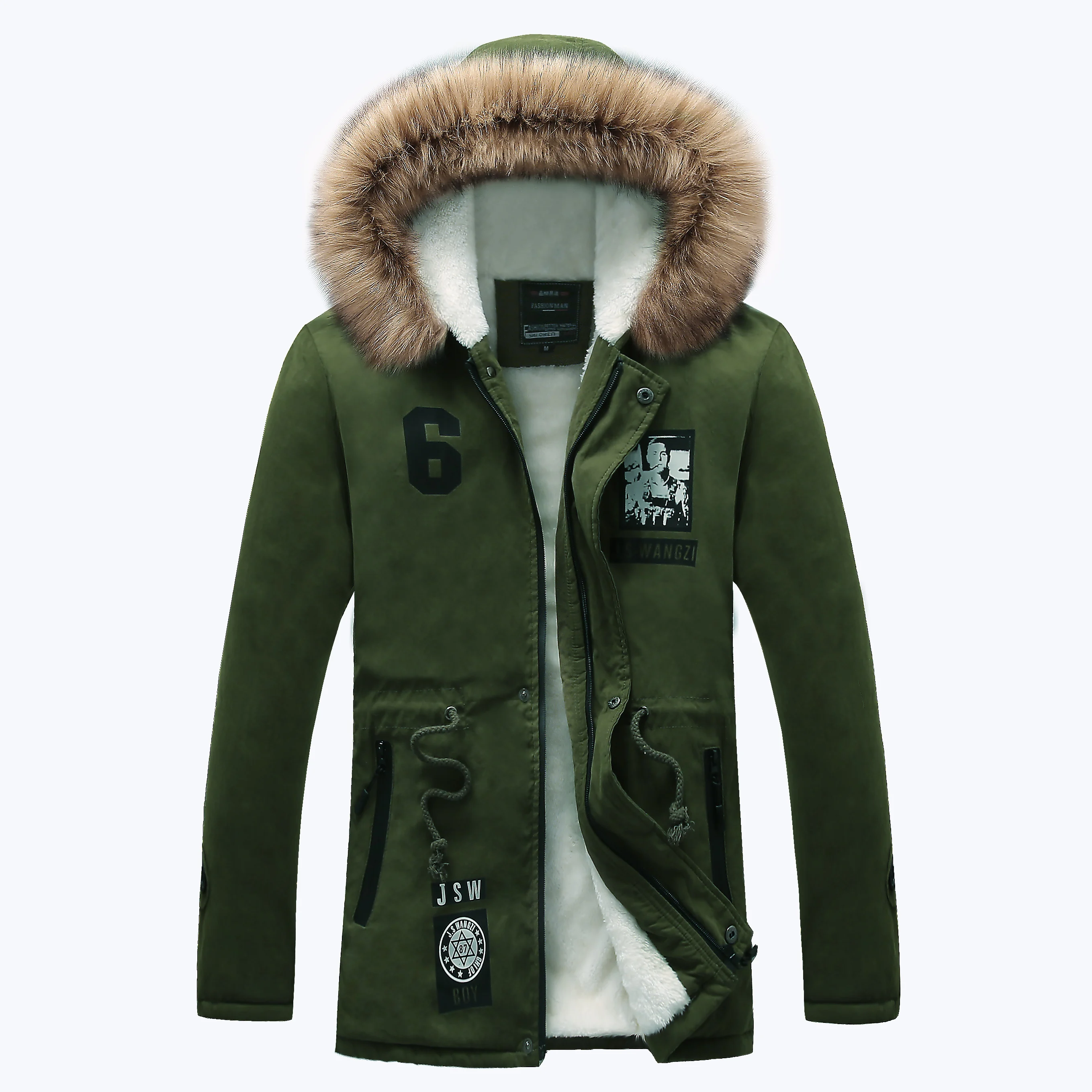 Fashion Fur Liner Jacket Parkas Men 2024 Winter Thick Warm Men\'s Jacket and Coats Casual Hooded Coat Outwears Lovers Clothing