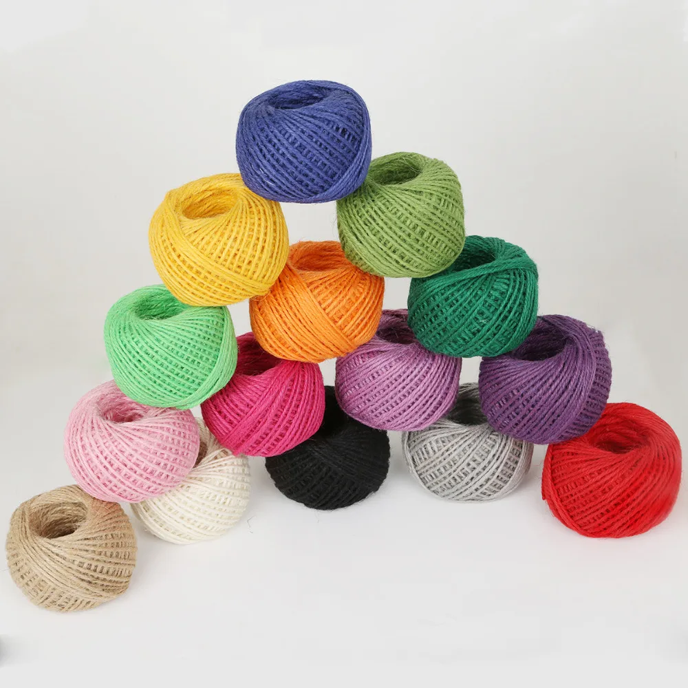 50m 2mm bunte natürliche Leinen Seil Jute Schnur geflochtene Sac kleinen Saiten Hanf Schnüre Hochzeit Wohnkultur Verpackung DIY Bastel bedarf