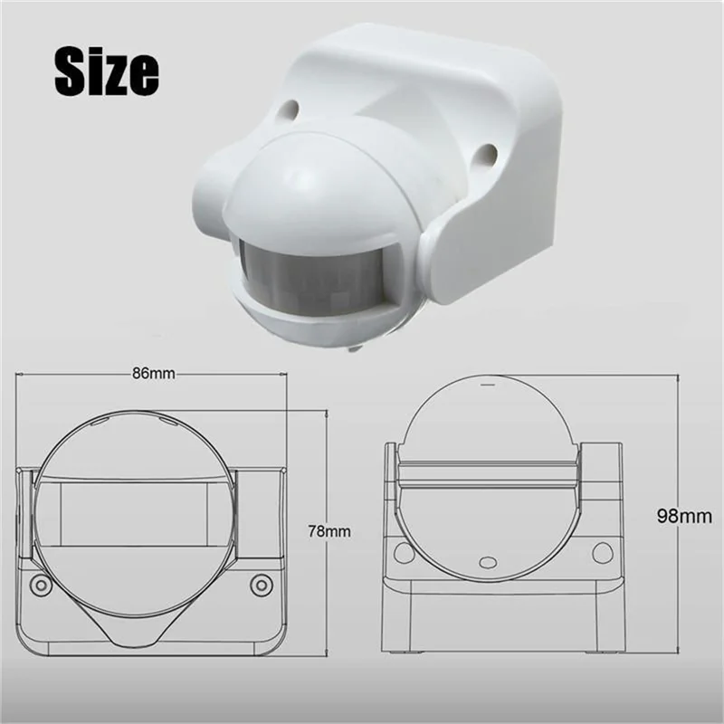 AC 220V-240V Infrared PIR Motion Sensor Outdoor 180 Degree Automatic Infrared IP44 Security PIR Motion Sensor Detector 50Hz