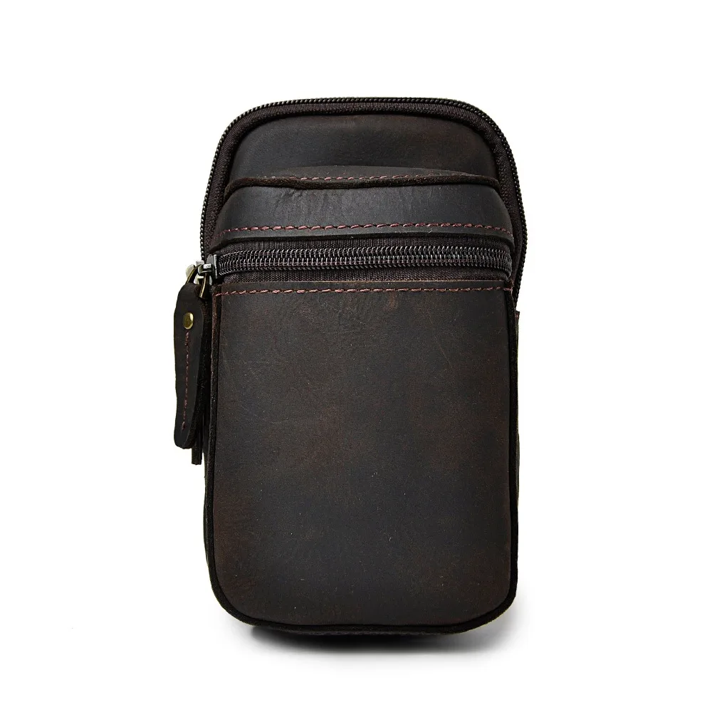 Design Mens Original Leather Small Travel Summer Pouch Hook Belt Waist Pack Bag Fashion Male Cigarette Case 6