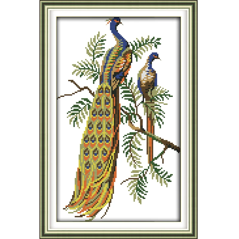 Joy Sunday Peacock series DMC Counted Cross Stitch DIY Handwork 14CT 11CT For Embroidery Home Decor NKF Cross-stitching