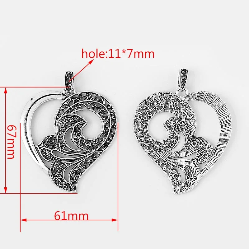 2pcs Filigree Lacework Open Heart Flower Leaf Star Mondala Daisy Pendant For Necklace Jewelry Making Findings