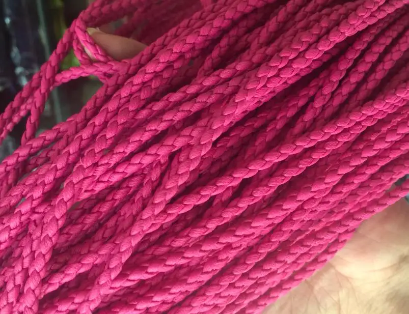 

100m Fuchsia 3mm Braided leather Leather Cord string, faux leather string cord, PU Leather cord, Faux Leather Round Cord