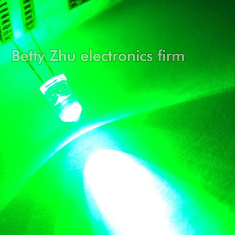 

5000PCS/LOT LED light-emitting diode 5MM Round transparent shell hair emerald green light