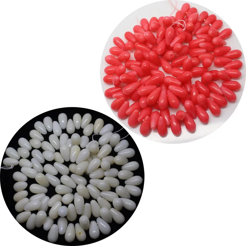 Mini. order is $7!Wholesales 100pcs,5x9mm Red,Pink,White Coral Raindrop Teardrop Side Hole Loose Beads 15