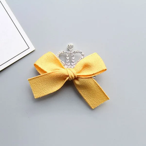 Boutique 30 pcs แฟชั่นน่ารัก Glitter Tiaras Hairpins โบว์ Kawaii Solid อัญมณีมงกุฎ Bowknot คลิปผมเจ้าหญิง Headwear