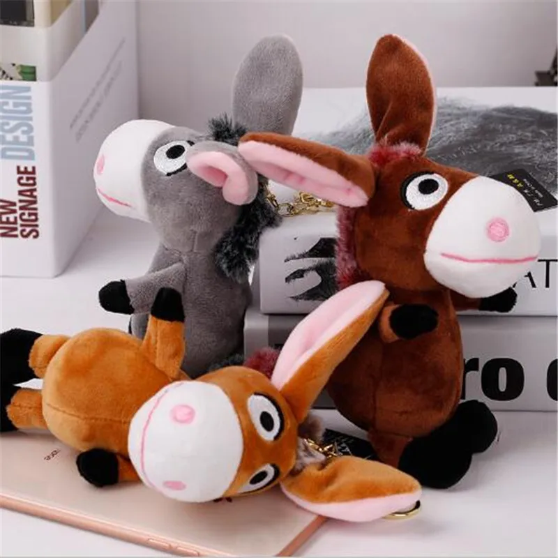 1 قطعة حمار ألعاب من نسيج مخملي الكرتون مفتاح الحيوانات الصغيرة قلادة اللعب حقيبة الفتيان والفتيات سيارة المفاتيح هدية 10 سنتيمتر HANDANWEIRAN