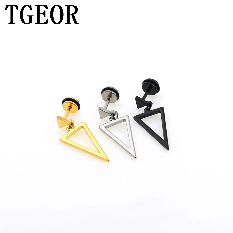 free shipping new hot illusion cheater 30pcs 16G double dangle triangle surgical Stainless Steel ear piercing fake plugs