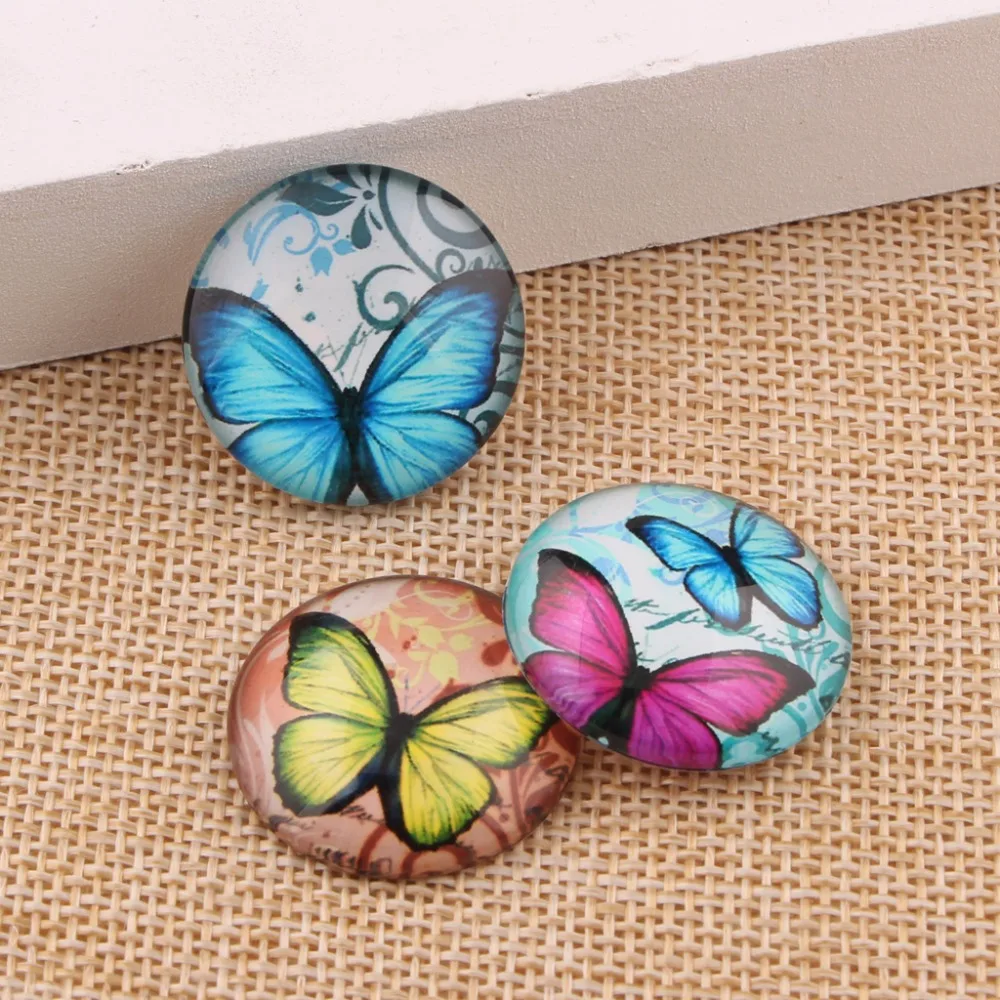 onwear Mix Butterfly Photo Dome Cameo Glass Cabochons 10mm 12mm 14mm 18mm 20mm 25mm DIY Handmade Pendant Earring Findings