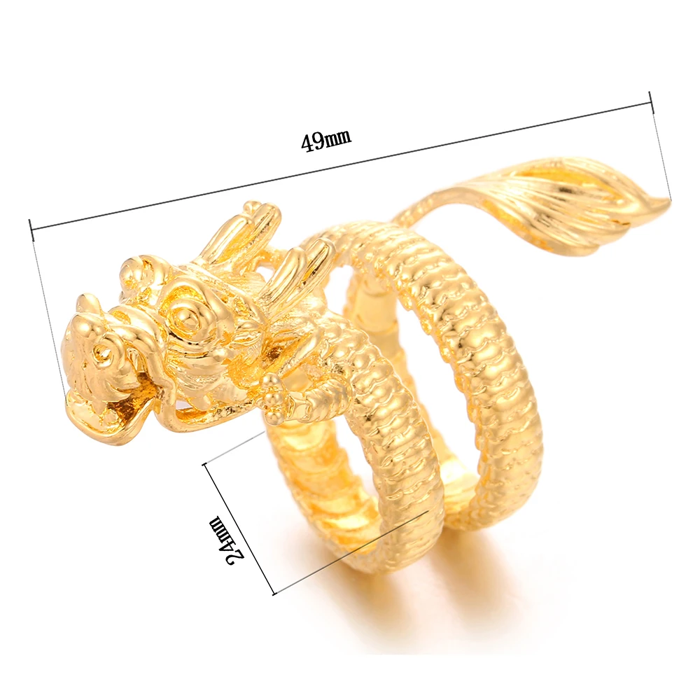 Ethlyn Adjustable Gold Color Dragon Rings for Men ,Respect Jewelry Gifts for Father ,best gifts for husband/ boy friend R81