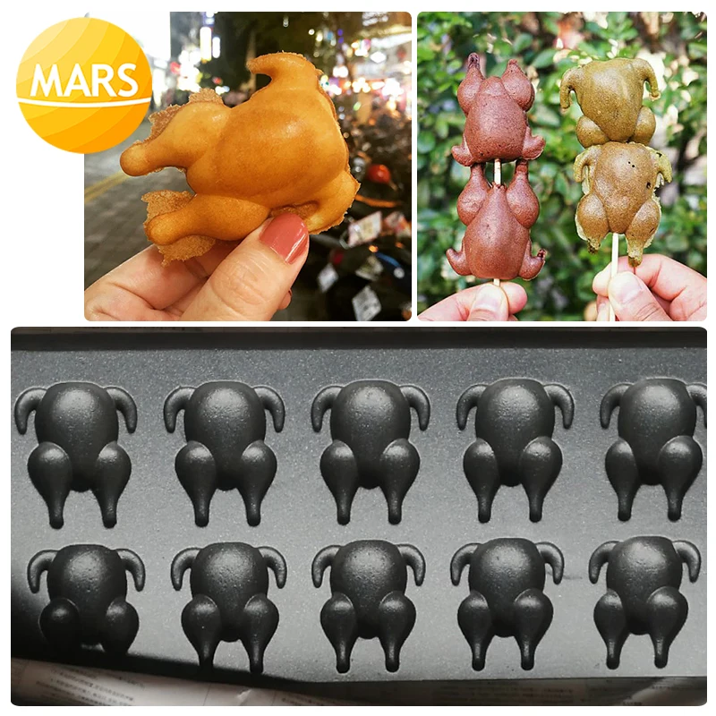 Máquina eléctrica para hacer waffles con forma de pollo, utensilio para hacer tortas de pollo a la parrilla, plancha de 110V y 220V, equipo para hornear