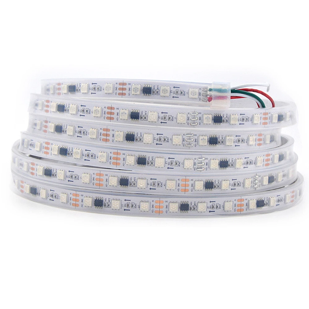 Адресуемых WS2811 5050 SMD RGB Газа 60 светодиодов/м Привело Пикселей Внешний 1 ic управления 3 Светодиодов 5 м/roll DC12V 16.5ft