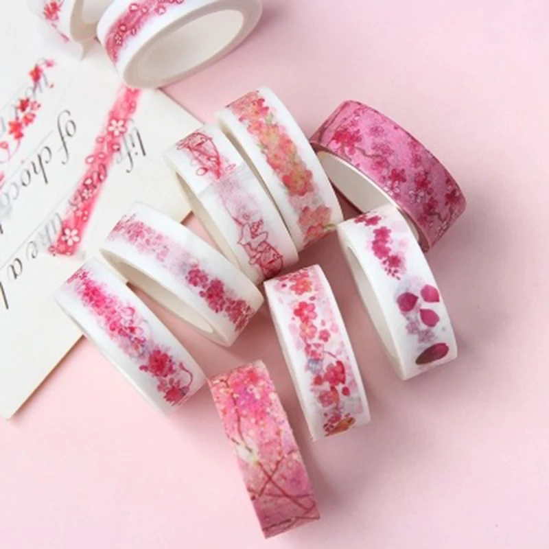 

Cute Cherry Blossom Paper Tape Kawaii Flower Decorative Washi Tape For School DIY Scrapbooking Photo Album Masking Adhesive Tape