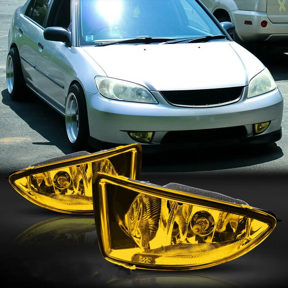 JanDeNing Car Fog Lights for Honda Civic 2/4DR 2004 ~ 2005 Halogen bulb H11-12V 55W  Front Fog Lights Bumper Lamps Kit