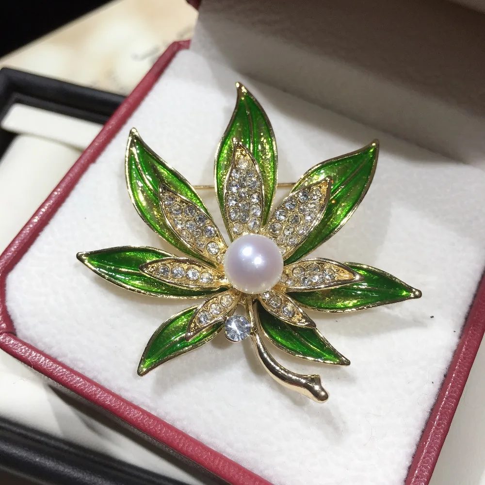 Shdiproteun broche com folhas de pérola, broche com pérolas para água doce, simples, joia feminina de esmalte, acessórios para casamento 2019