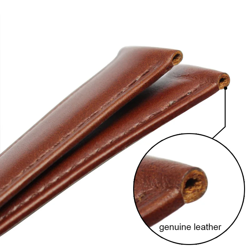 Genuine Leather Watch Band Black Brown 18 19 20 21 22 24mm Women Men Soft Smooth Strap With Silver Gold Metal Buckle