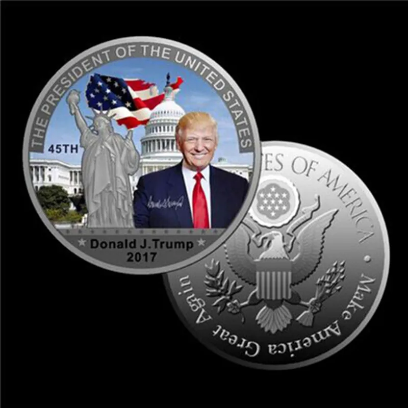 

45-й президент США памятный значок Дональда Трампа монет цветные one Liberty коллекция металлических монет