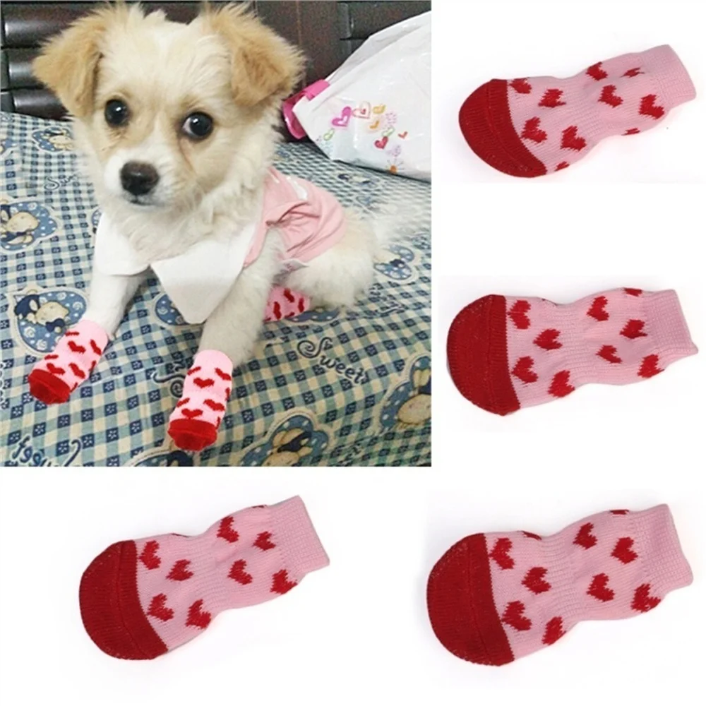 

4Pcs Pet Socks Warm Breathable Leg Socks for Dogs Protecting Joint Dog Knee Pads Cats Indoor Wear Pet Supplies