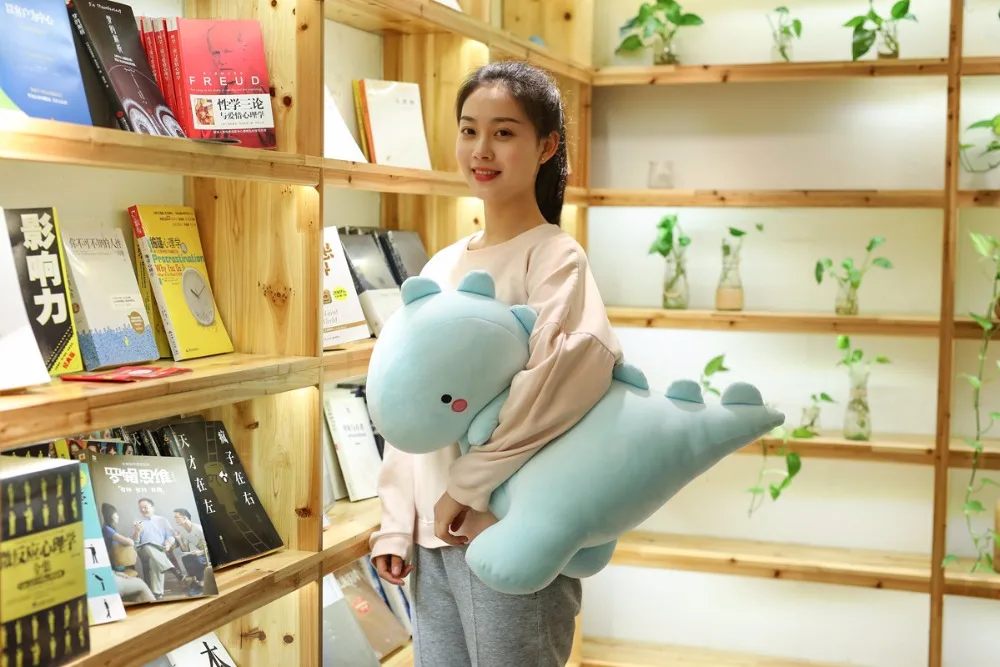 large 50cm cartoon blue dinosaur plush toy soft cotton doll throw pillow ,birthday gift b2857