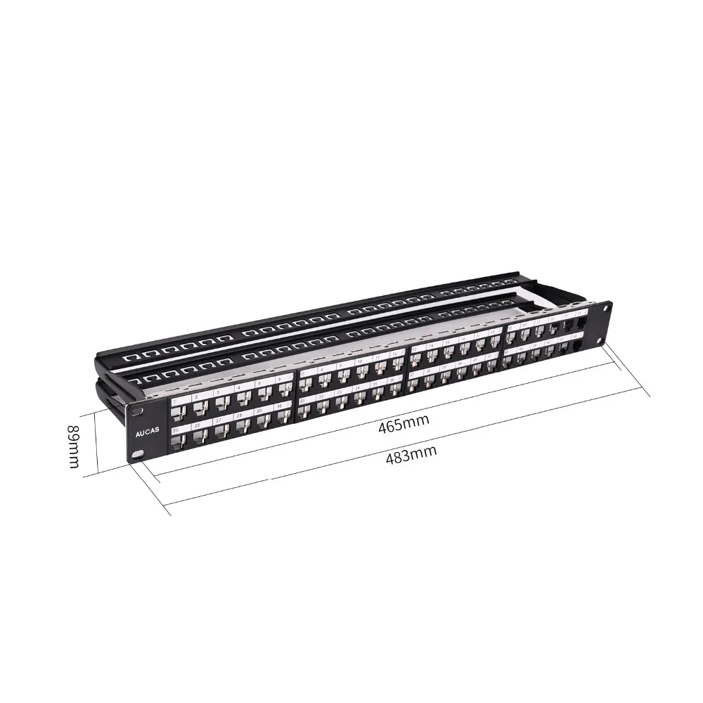 Imagem -03 - Aucas-painel de Remendo Protegido sem Ferramenta 48 Ports 2u Vazio Rj45 Gato Keystone Inserção de Jack Placa Frontal