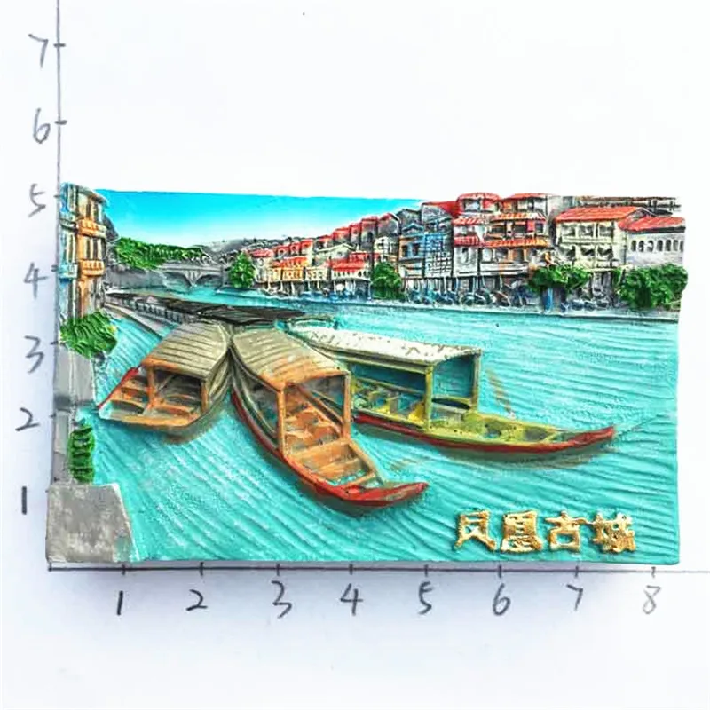 

China Hunan The Old Town of Phoenix Tourist Travel Souvenir Decorative Resin Fridge Magnet Craft