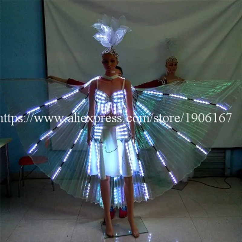 Fashion Colorful Led Luminous Evening Party Dress Sexy Women Light Up Stage Performance Costumes For Club Party Bar Halloween