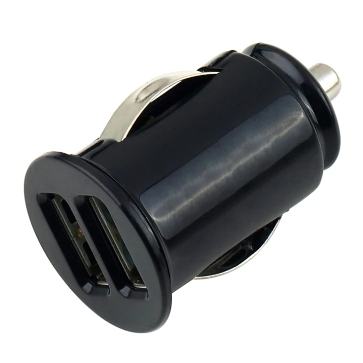 100% High Quality 1Pcs USB Mini Bullet Power Car Charger Dual 2 Port Adapter Wholesale (DC 12V 2.1A)