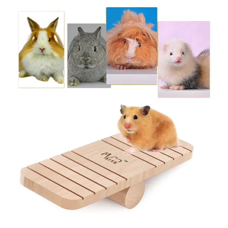 JX-LCLYL 19cm Pet Hamster Natural Wood Seesaw Toy Guinea Pig Rabbit Seesaw Swing New