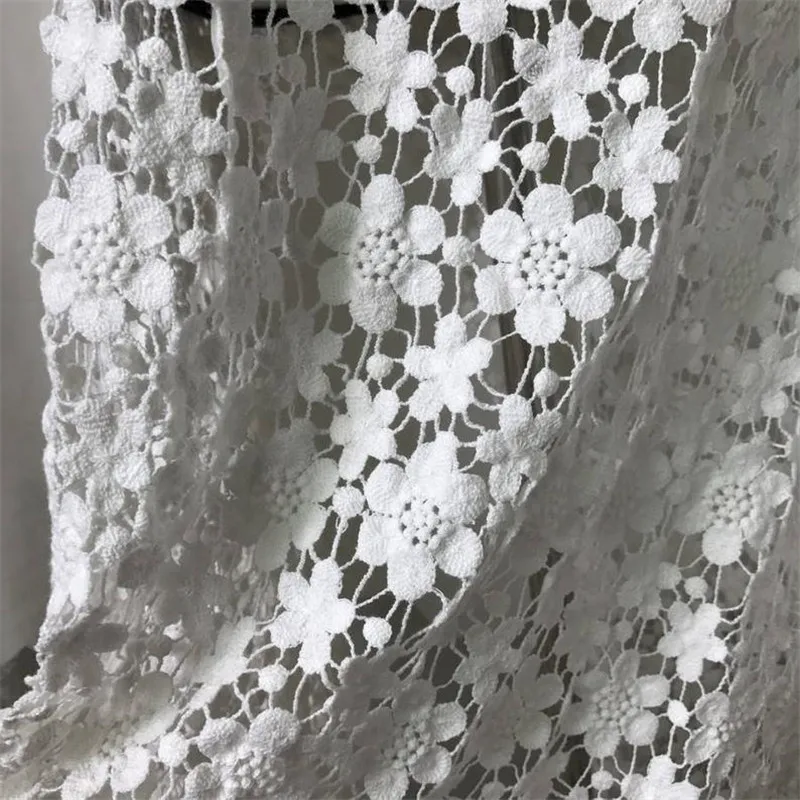 Retro Crochet hollowed fabric off white cotton fabric guipure lace fabric for party dress home decor