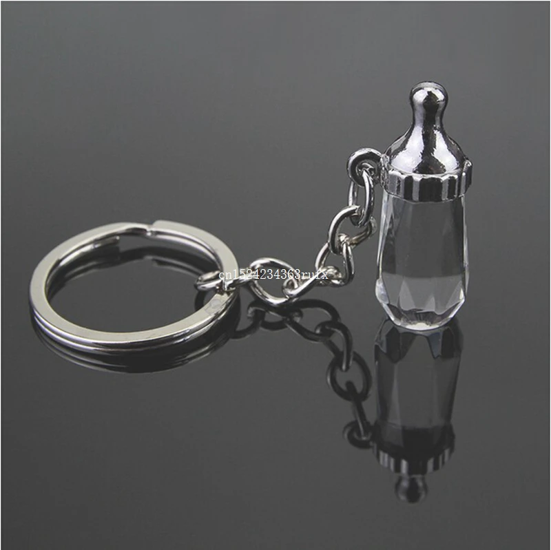 100pcs Crystal Feeding Bottle Keychain Crystal Pacifier Keychain Baby Christening Gift Mini Baby Shower Favors Free Shipping