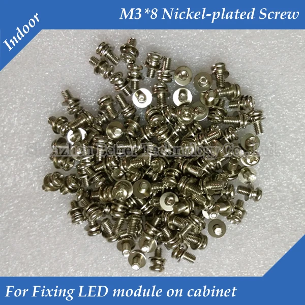 

500pcs/lot For fixing Indoor LED modules on LED display cabinet M3*8 LED module nickel-plated screw