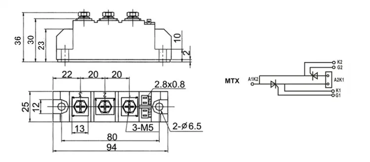 Imagem -04 - Módulo 90a 1600 v do Tiristor de Mtx