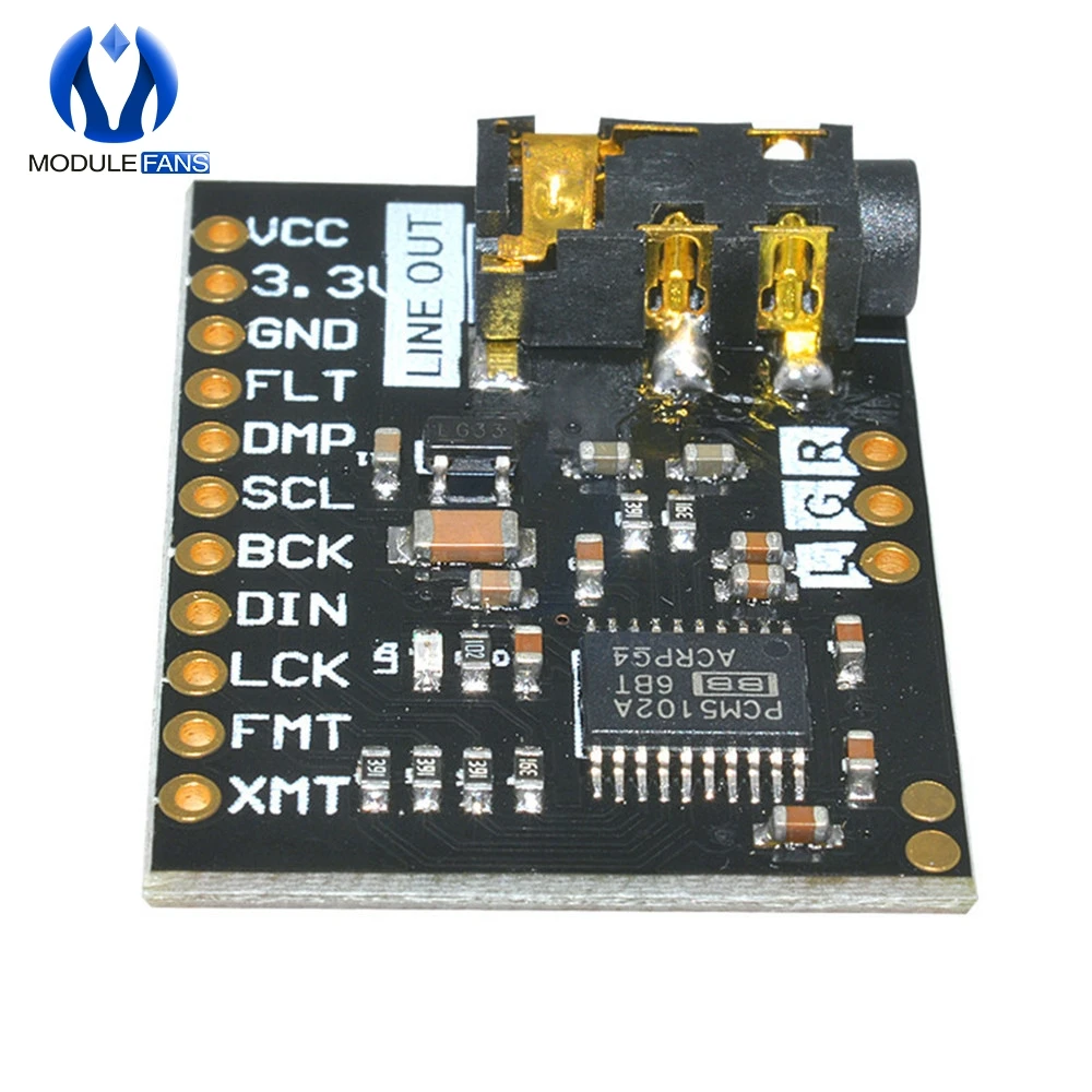 For Raspberry Pi pHAT Sound Card I2S IIC Interface Module PCM5102 Module Audio Board With Stereo Jack Beyond ES9023 PCM1794A DAC