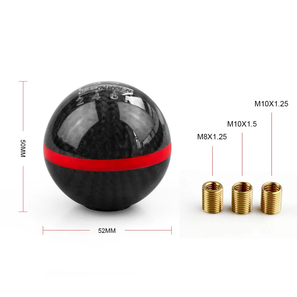 RASTP-Universal Genuine Carbon Fiber Mugen 5 / 6 Speed Manual / Automatic Spherical Gear Shift Knob for Honda Acura RS-SFN013