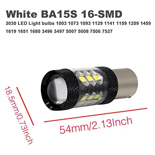 2X 80W Super Bright BA15S 1156 1141 1073 7506 LED Bulbs with Projector, White Car Backup Reverse Lights Brake Light P21W