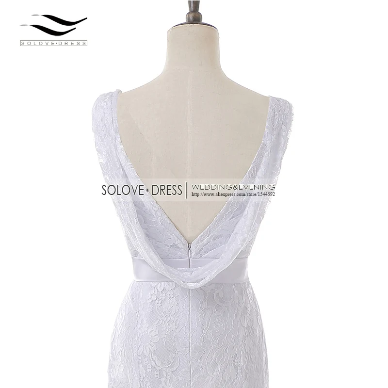 Solovedress zakładka V Neck syrenka koronki suknia ślubna 2019 elegancka koronkowa plażowa suknia ślubna vestido De noiva Chaple data data powrotu (SLD-W81