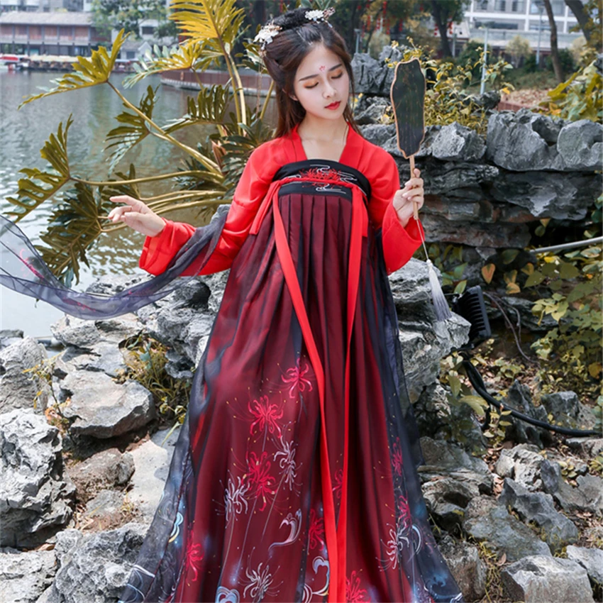 

Chinese Folk Dance Traditional Hanfu for Women Traditional Ancient Costume Festival Outfit Court Retro Princess Fairy Dress