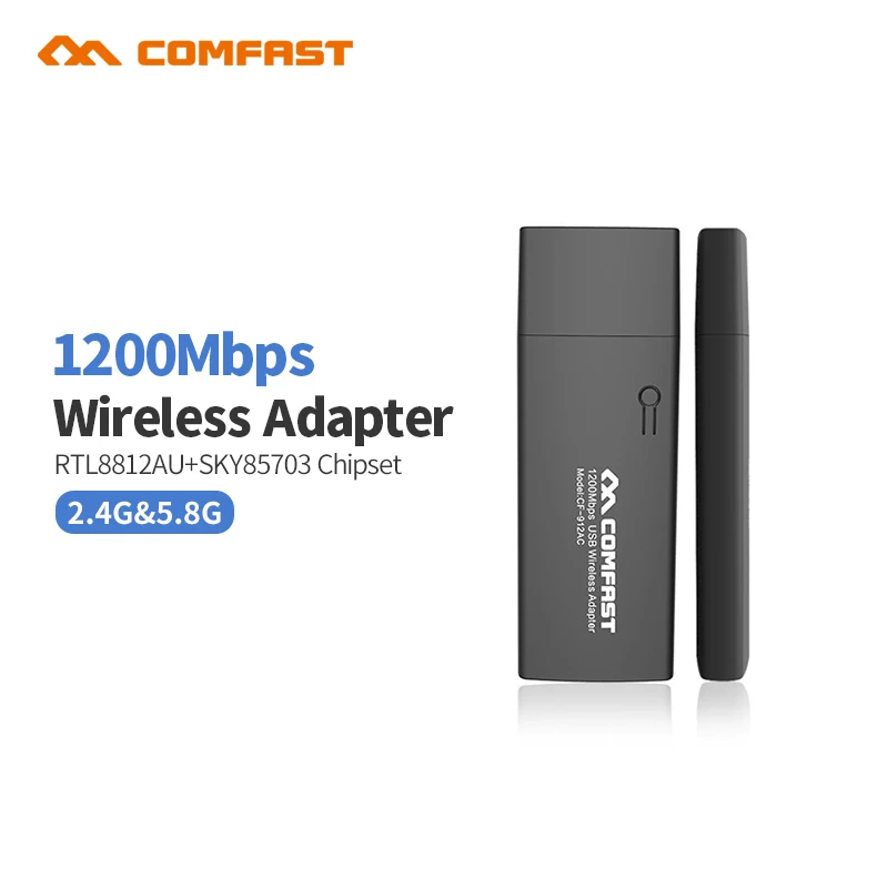 Comfast 1200Mbps Dual Band WiFi Adapter 2.4G/5Ghz RTL8812AU Kali Linux USB Wifi Card Wireless Dongle Adaptador Laptop CF-912AC