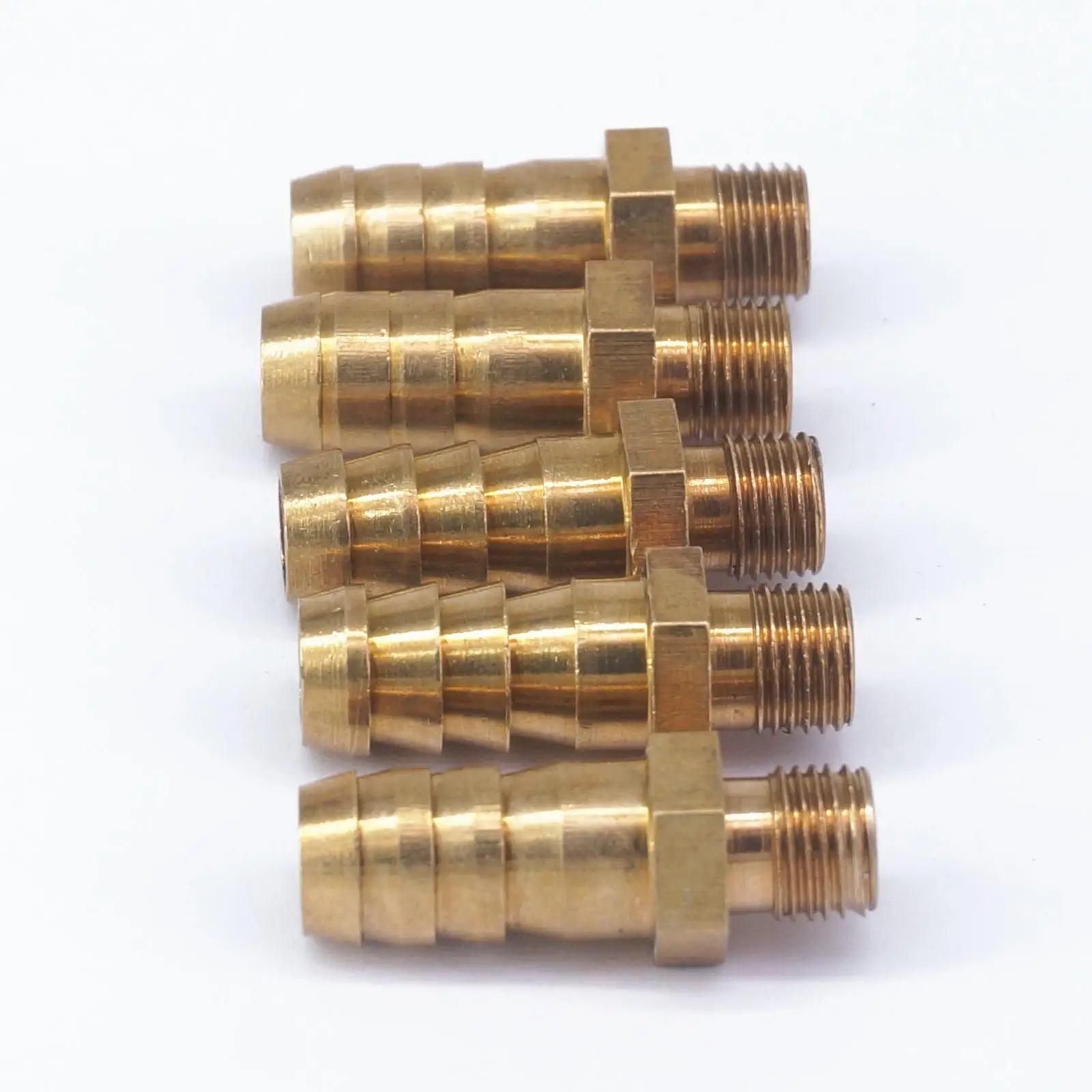 Lote de 5 mangueras de lengüeta I/D, 10mm x m10x1 mm, rosca macho métrica, acoplador de latón, empalmador, Conector de ajuste para combustible, Gas y agua