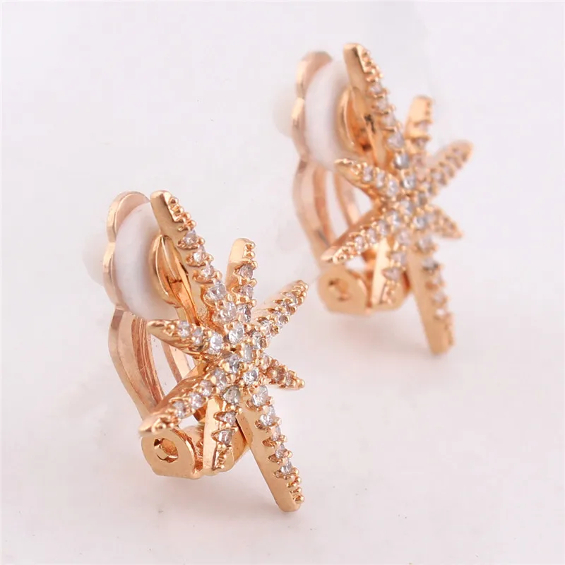 Grace Jun Korea Style Bridal Full Cubic Zirconia Clip on Earrings No Pierced for Women Wedding Prom Charm Ear Clip Not Allergy