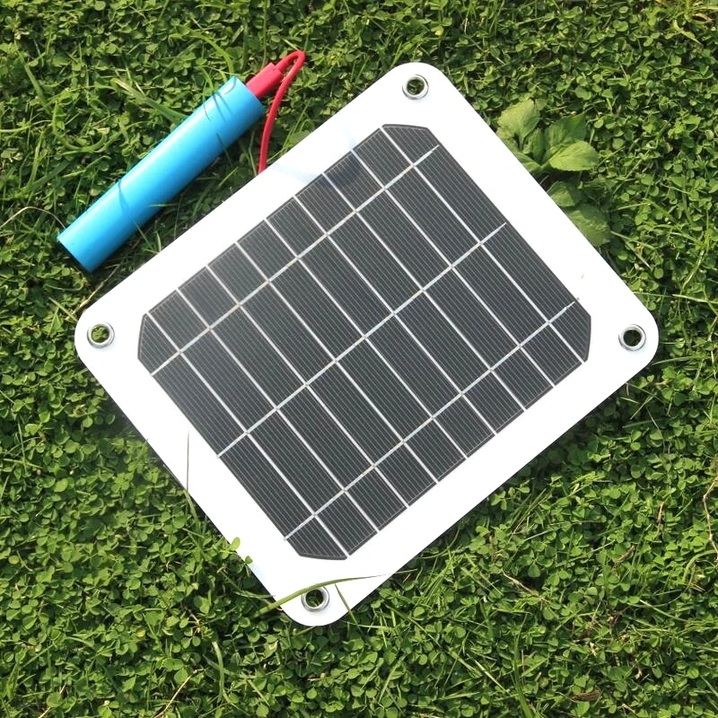 BUHESHUI 8 Inch Cooling Ventilation Fan USB 5W 6V Mono Solar Powered Panel Iron Fan for Home Office Outdoor Traveling Fishing