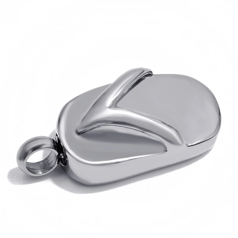 Silver Sandal flip flop Pet Cremation Keepsake Memorial Urn Womens 316L Stainless Steel Pendant Necklace Chain Jewelry UP019