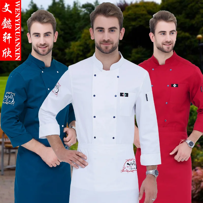 Long Sleeve Men's Hotel Canteen Dining Clothes New Arrival Winter Restaurant Kitchen Cook Uniform Long Sleeve Chef Jacket B-6261