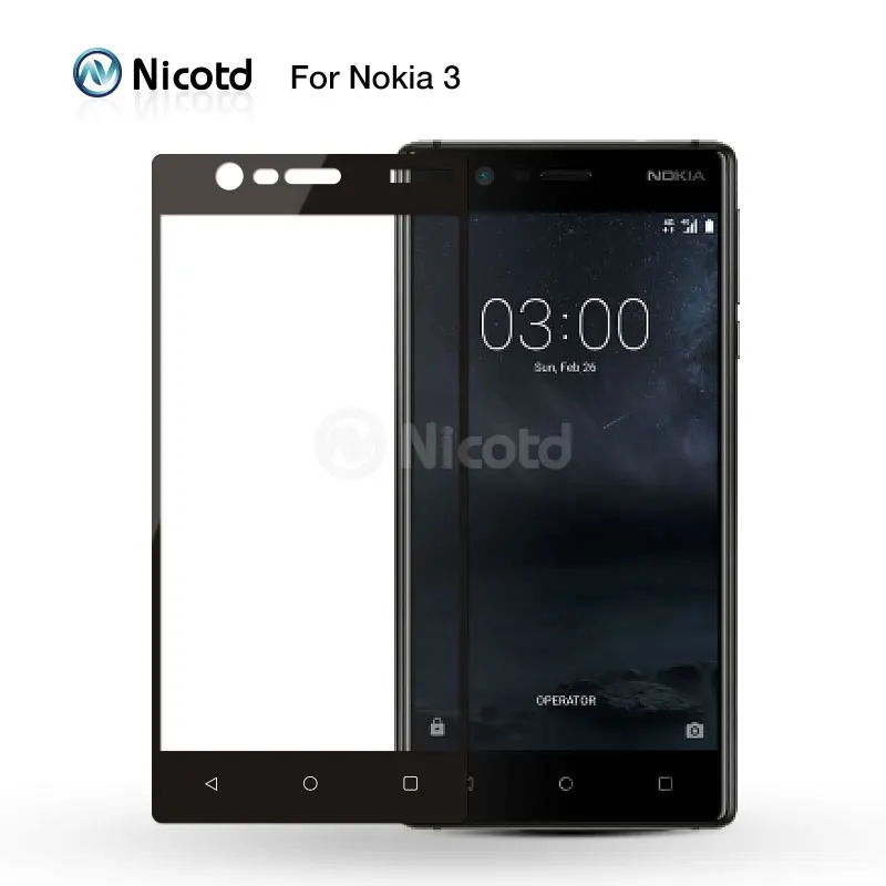 Nicotd For Nokia 3 Full cover 2.5D Explosion Proof Tempered Glass for nokia three screen protector toughened protective film