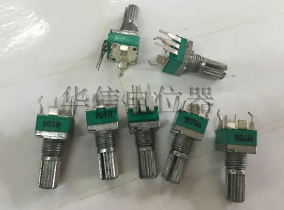 

100pcs RK097N RK097 RK09 vertical single bend potentiometer B1M B1K B5K B10K B20K B50K B100K B250K handle 15mm rachis switch