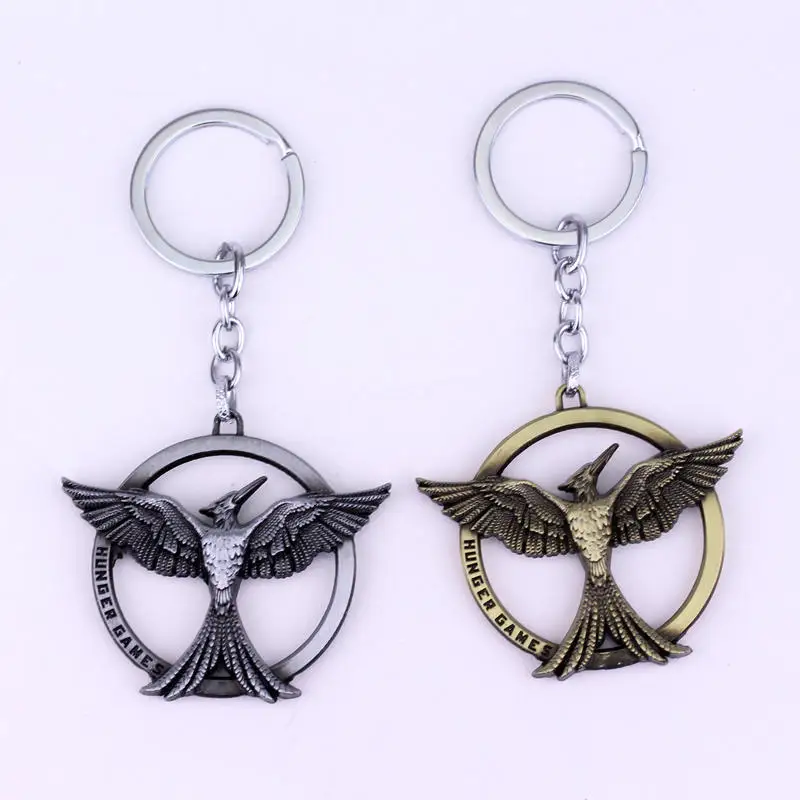 Vintage Zinc Alloy Silver Ancient Bronze Ridiculed Bird Double-Sided Logo Keychain For Women Men Key Ring