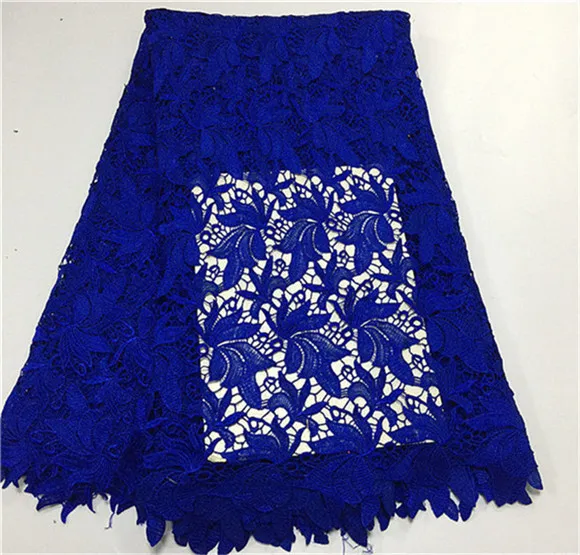 

High quality Royal Blue guipure lace fabric for lady cloth /african cord cupion lace fabric /chemical water soluble lace fabrics