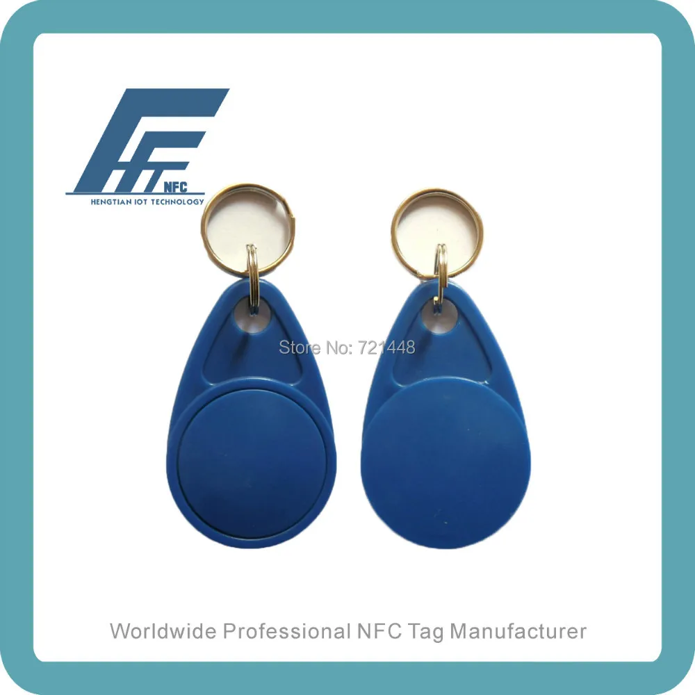 

NFC Keyfob compatible with all nfc mobile phones Blue Waterproof Ntag213 NFC keychain 100pcs