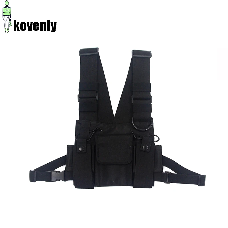 Black Tactical Bag Men Nylon Chest Rig Bag Hip Hop Streetwear Functional Boy Chest Rig Kanye West Wist Pack Tactical Waist Pack