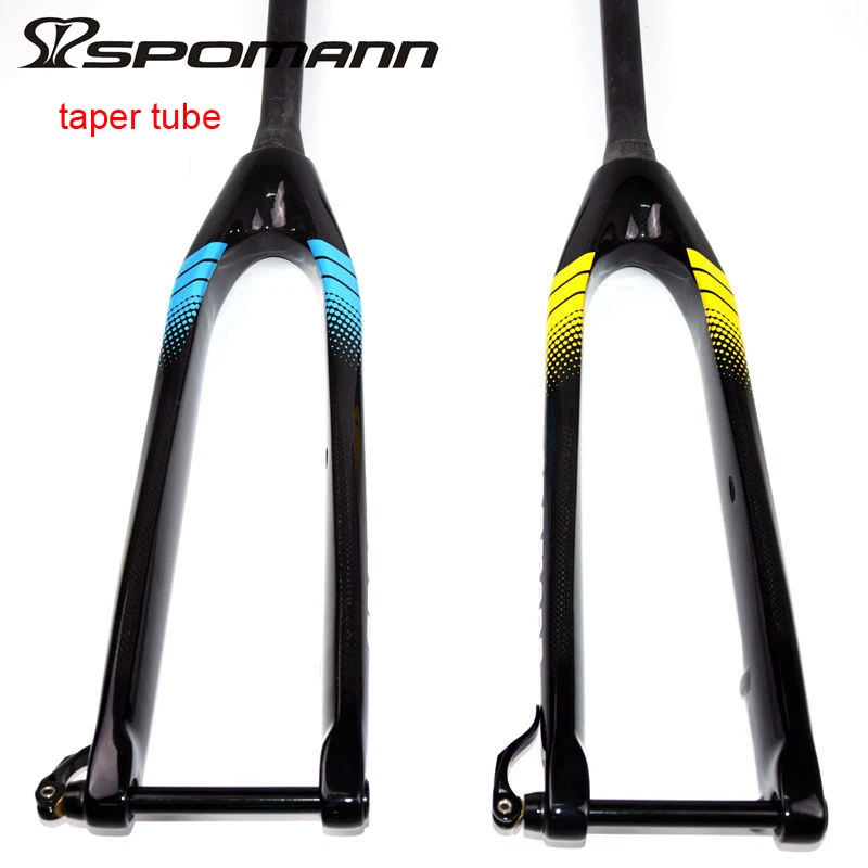 

New SPOMANN 26/27.5/29er inch Mountain bike 3K full carbon fibre bicycle disc brake thru axle tapered front forks MTB